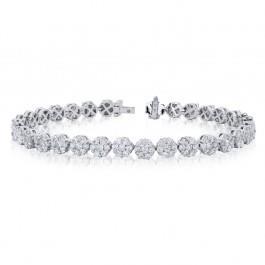 12 Carats Round Prong Set Diamond Tennis Bracelet White Gold 14K