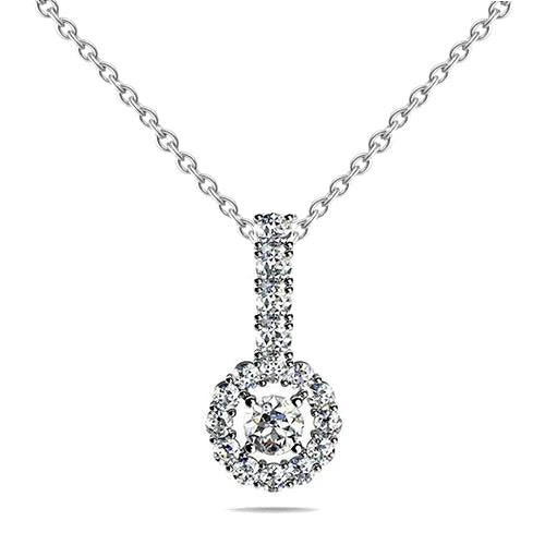 Round Shaped 5.50 Carats Lab Grown Diamonds Drop Circle Pendant Necklace WG 14K