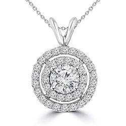 Round Shaped Diamond Circle Pendant Necklace 3.50 Carat White Gold 14K