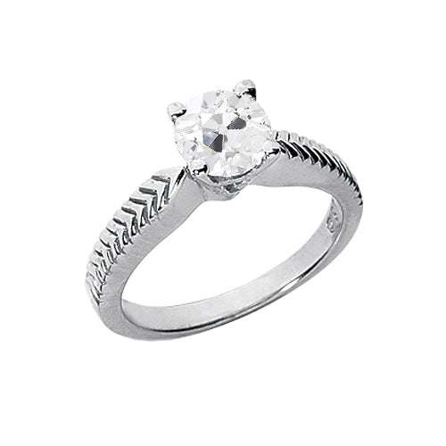Round Solitaire White Elegant Gold Diamond Solitaire Ring 