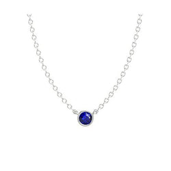 Round Solitaire Blue Sapphire Pendant Bezel Necklace 0.50 Carats