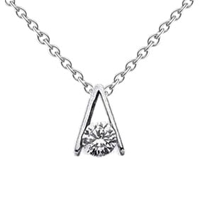 Round Solitaire Natural Earth Mined Diamond Necklace Pendant 0.45 Ct White Gold