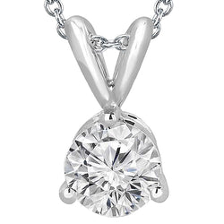 Round Solitaire Diamond Necklace Pendant 1.50 Carat White Gold 14K