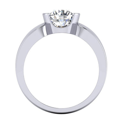 White Gold Men's Solitaire Ring Round Half Bezel 1.75 Carats