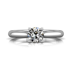 Round Solitaire Old Mine Cut Diamond Ring 14K Gold 1.50 Carats