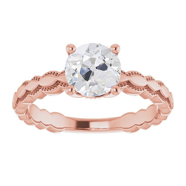 New Design Women Jewelry Round Solitaire Old Miner Diamond Ring