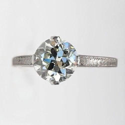 Round Solitaire Old Miner Diamond Ring 2 Carats White Gold 14K