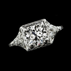 Round Solitaire Ring Old Mine Cut Diamond 2 Carats Women’s Jewelry
