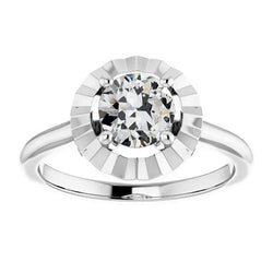 Round Solitaire Ring Old Mine Cut Diamond Ladies Jewelry 2 Carats