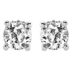 Round Solitaire Stud Earrings 5 Ct. Old Cut White Gold 14K Natural Diamond