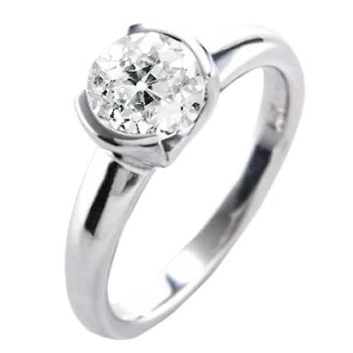 Round  Lady’s Fancy Wedding Engagement White Gold Diamond Solitaire Ring 