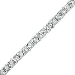 Real  Round Tennis Bracelet Diamond Cut Mounting 6 Carat White Gold Jewelry
