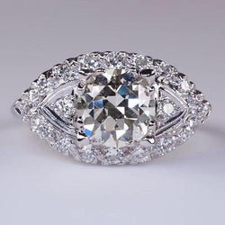 Genuine   Round Wedding Ring Old Miner Diamonds White Gold 3.50 Carats