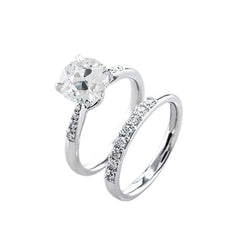 Round Wedding Ring Set Old Miner Cut Diamond Jewelry 2.25 Carats