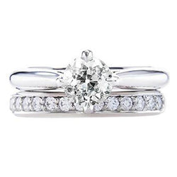 Round Wedding Ring Set Old Miner Diamonds 1.75 Carats Gold 14K