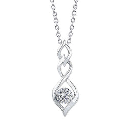 Round White Diamond Necklace Pendant 0.50 Carats White Gold 14K