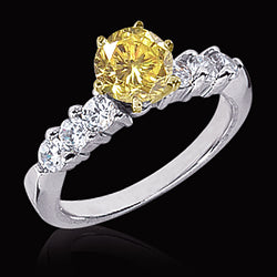 Round Yellow Canary Diamond Anniversary Ring Women's Jewelry