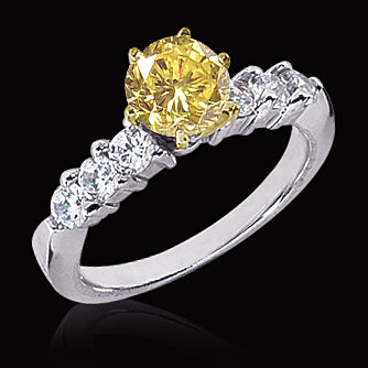 New Design Round Yellow Canary Diamond Anniversary Ring Women's Jewelry
