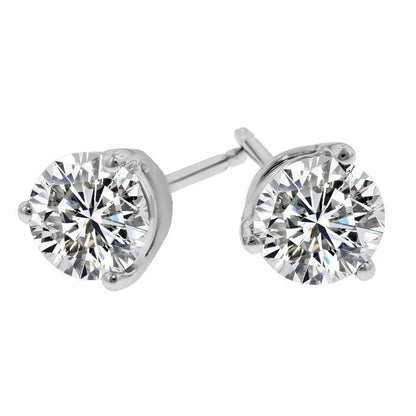Round 2.00 Carats GIA Certified Lab Grown Diamonds Studs Earrings Gold White 14K