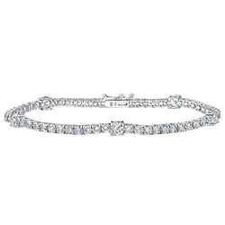 Round 6.65 Carats Prong Set Natural Diamond Women Bracelet White Gold 14K