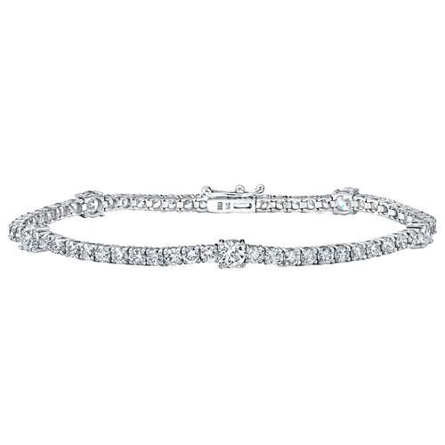 Round 6.65 Carats Prong Set Lab Grown Diamond Women Bracelet White Gold 10K