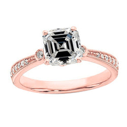 Round & Asscher Natural Earth Mined Diamond Ladies Wedding Ring 5 Carats Rose Gold