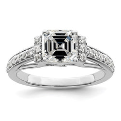 Round & Asscher Natural Earth Mined Diamond Ring With Accents Jewelry 3.50 Carats
