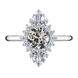 Round & Baguettes Old Cut Diamond Halo Anniversary Ring 4 Carats