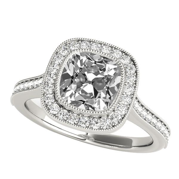 Round & Cushion Old Cut Diamond Ring