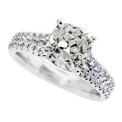 Round & Cushion Old Cut Natural Earth Mined Diamond Ring Double Row Accents 8.50 Carats