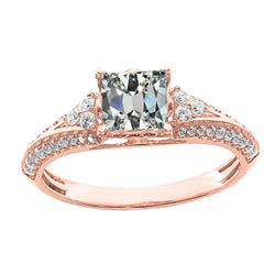 Round & Cushion Old Cut Natural Earth Mined Diamond Ring Rose Gold Jewelry 3.75 Carats