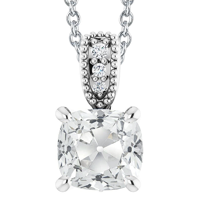 Round & Cushion Old Cut Diamond Slide Pendant