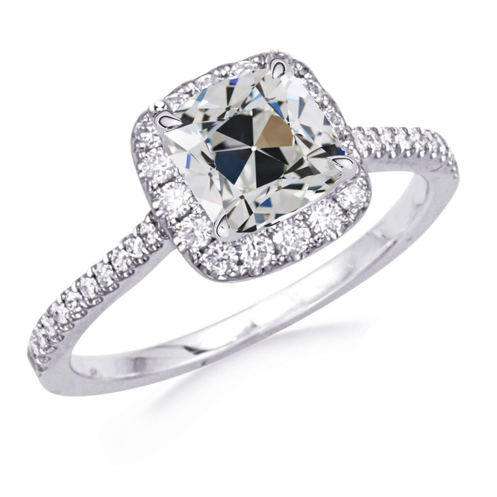 Round & Cushion Old Miner Diamond Halo Ring