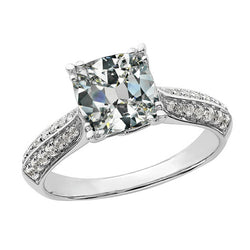 Round & Cushion Old Miner Real Natural Earth Mined Diamond Ring 14K Gold Jewelry 6.75 Carats