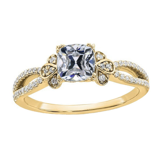 Round & Cushion Old Miner Diamond Ring