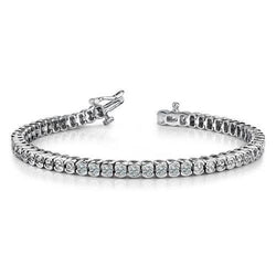 Round Cut 5 Carats Lab Grown Diamonds Bezel Tennis Bracelet White Gold 14K