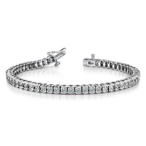 Round Cut 5 Carats Lab Grown Diamonds Bezel Tennis Bracelet White Gold 10K