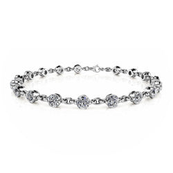 Round Cut 5 Carats Sparkling Natural Earth Mined Diamonds Link Bracelet White Gold