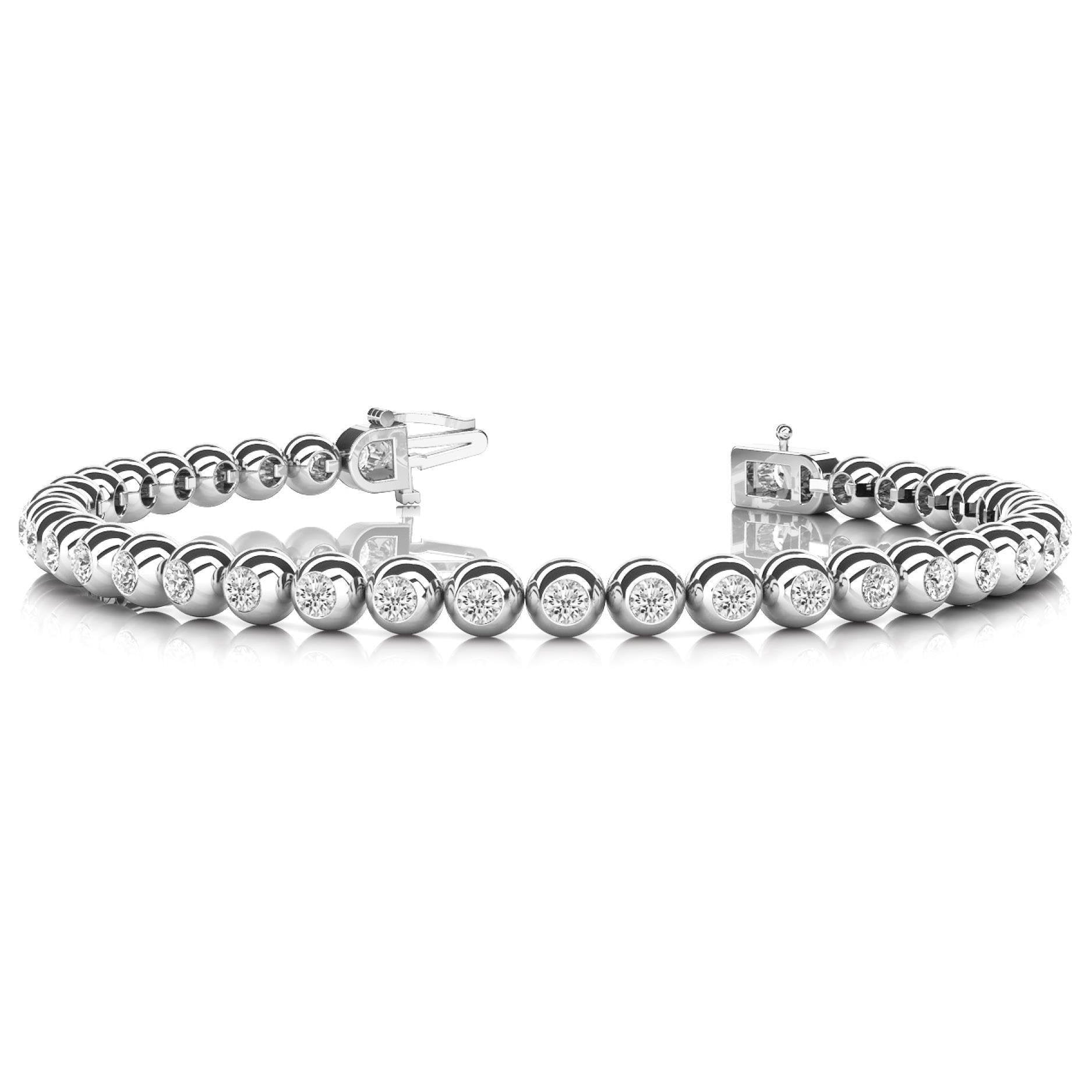 Round Cut Bezel Set 7.60 Carats Lab Grown Diamonds Bracelet 10K White Gold