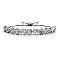 Round Cut Fine Natural Diamond Women Bracelet White Gold 10.25 Ct