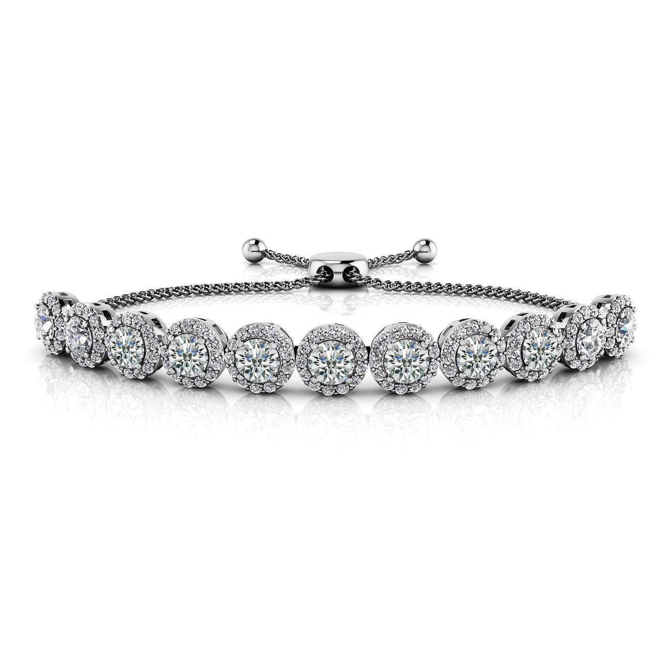Round Cut Fine Lab Grown Diamond Women Bracelet White Gold 10.25 Ct