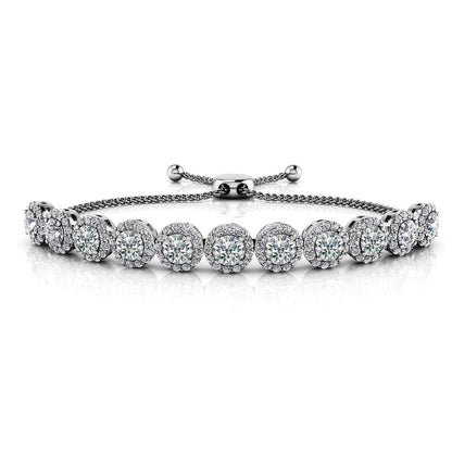 Round Cut Fine Lab Grown Diamond Women Bracelet White Gold 10.25 Ct
