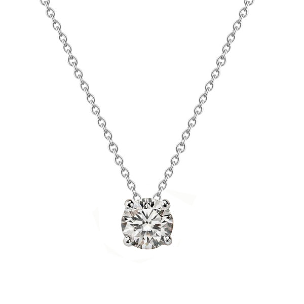 Round Cut GIA Certified Lab Grown Diamond Necklace Pendant 2 Ct White Gold 14K