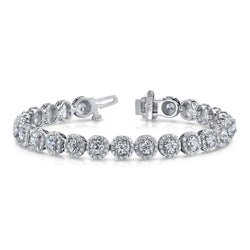 Round Cut Halo Lab Grown Diamonds Bracelet White Gold New 12.75 Carats