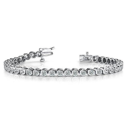 Round Cut Lab Grown Diamond Tennis Bracelet Bezel Set 4.80 Carat White Gold