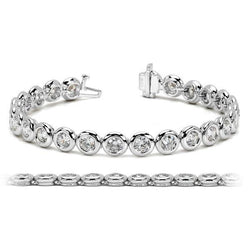 Round Cut Natural Diamond Tennis Bracelet Bezel Set 7.50 Carat White Gold