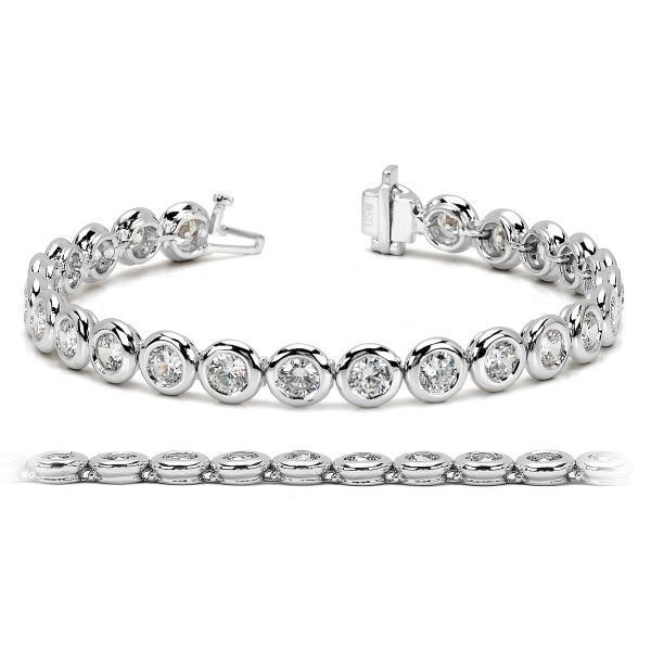Round Cut Lab Grown Diamond Tennis Bracelet Bezel Set 7.50 Carat White Gold