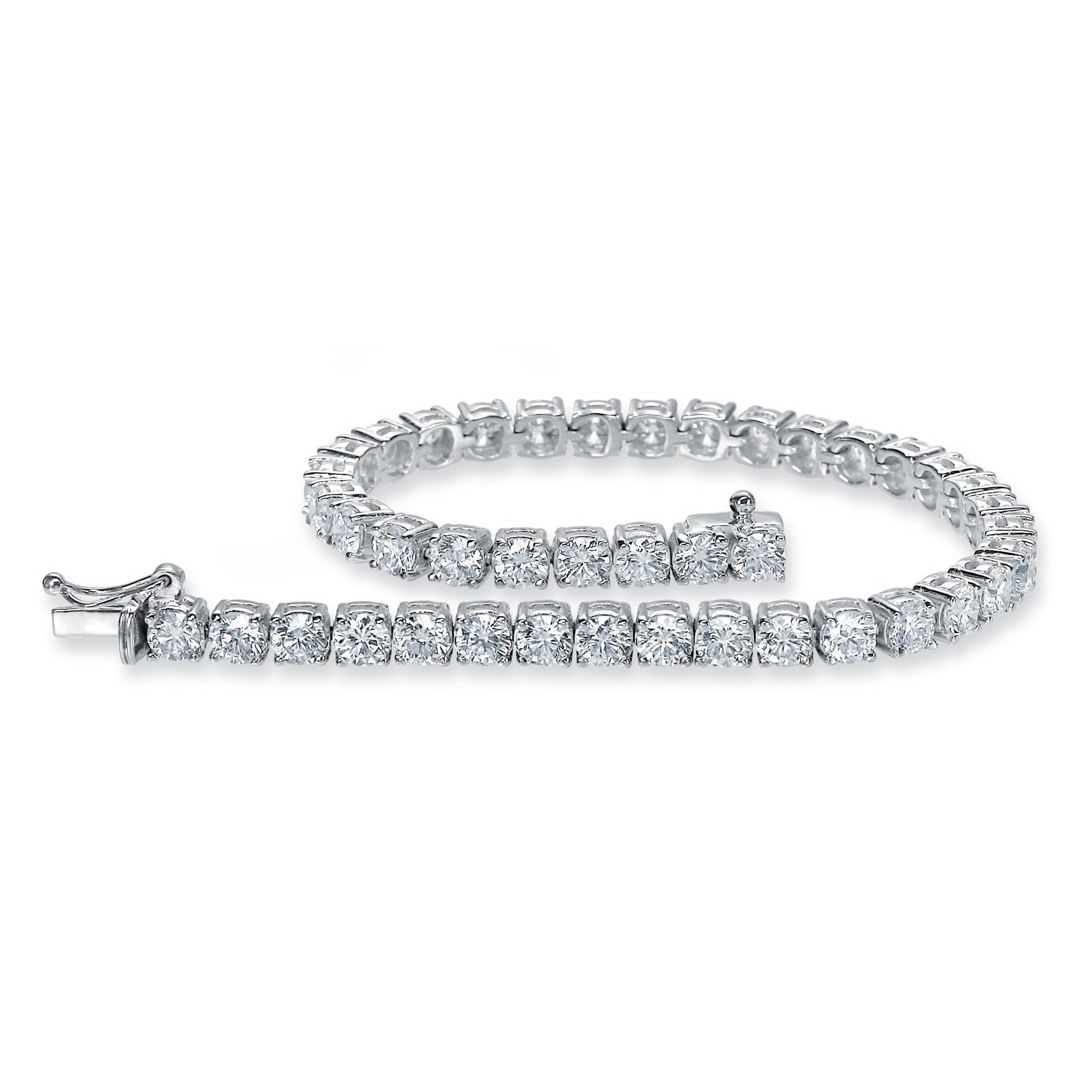 Round Cut Lab Grown Diamonds Tennis Bracelet Gold White Sparkling 10.50 Ct