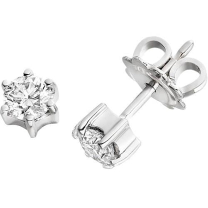 Round Cut Six Prong Set 2.00 Carats GIA Certified Lab Grown Diamonds Studs Earrings WG 14K