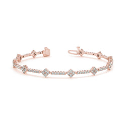 Round Cut Sparkling 6 Carats Natural Diamond Women Bracelet Rose Gold 14K